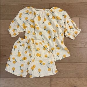 Orange Print Top and Shorts Pajama Set